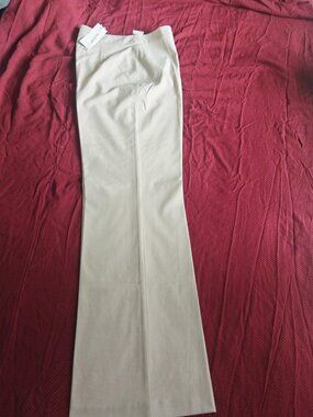 NWT Pure & Simple Cannoli Beige Wide Leg Trousers Pants Size 8 Wool Blend Stretc